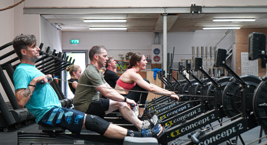 Gym near me Dublin: energetic CrossFit group workout at Bua Collective Smithfield location, building strength and community.
